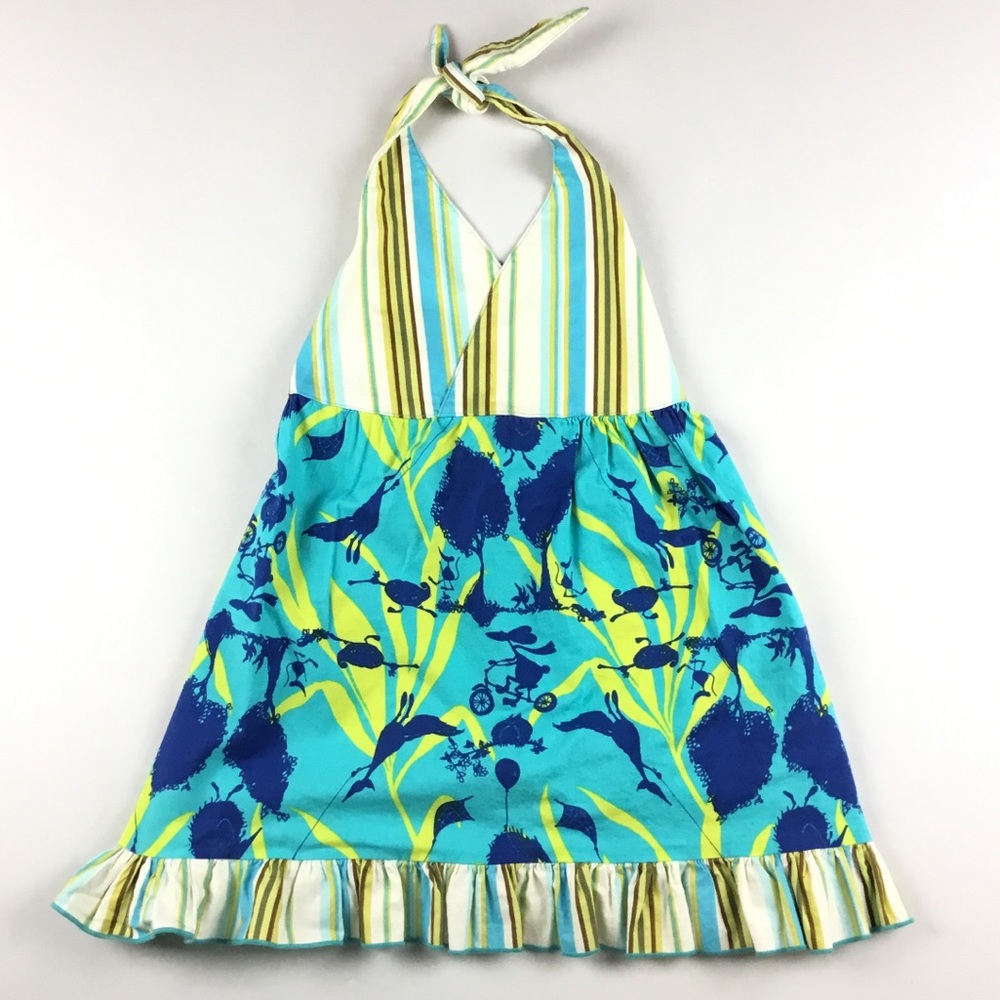 Size 5 Beary Basics Blue Teal Halter Dress